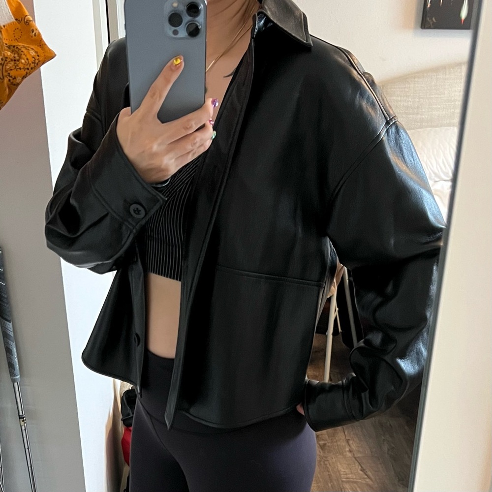 Babaton Black Vegan Leather Jacket
